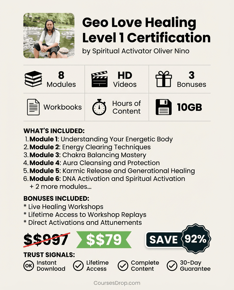 Geo Love Healing Level 1 Certification infographic